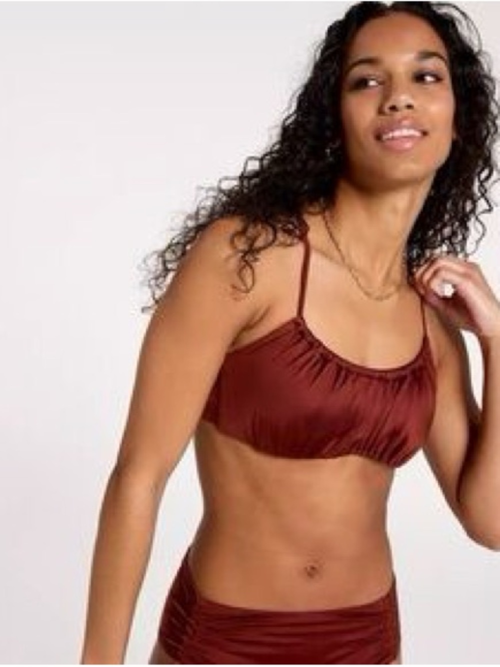 Ruched High Wasited Bikini in Deep Red